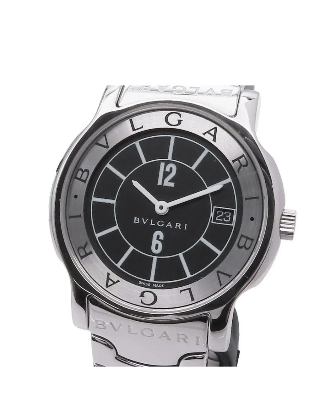 Bvlgari Solotempo Black Stainless Steel Watch Quartz
